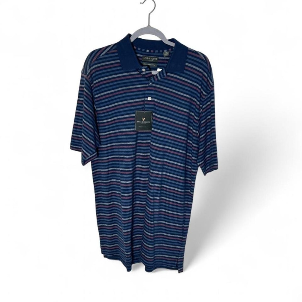 Lyle & Scott navy striped polo shirt Size‎ M #preppy #golfwear